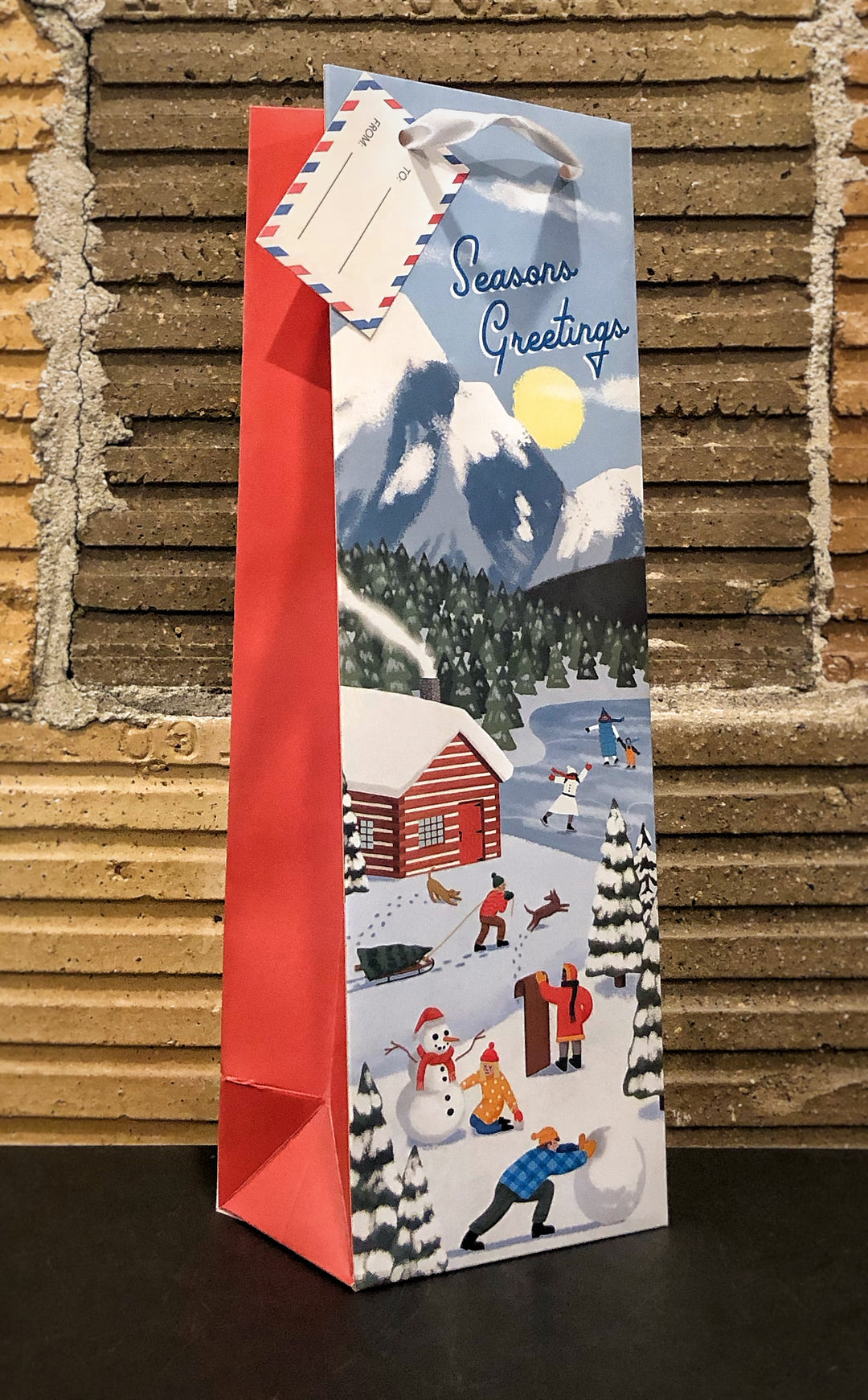 Seasons Greetings Single Bottle Wine Bag