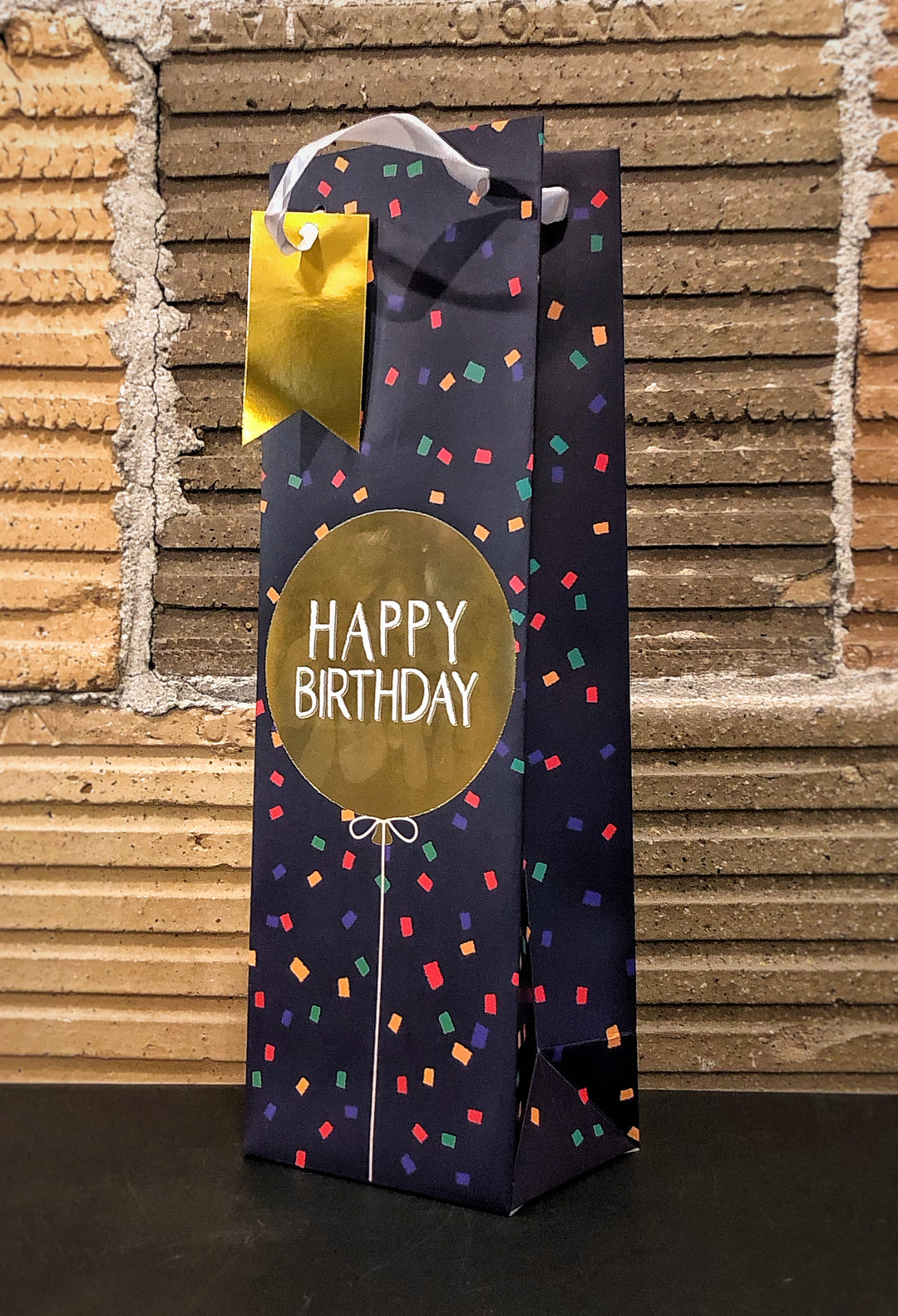 Happy Birthday Confetti Single Bottle Wine Bag