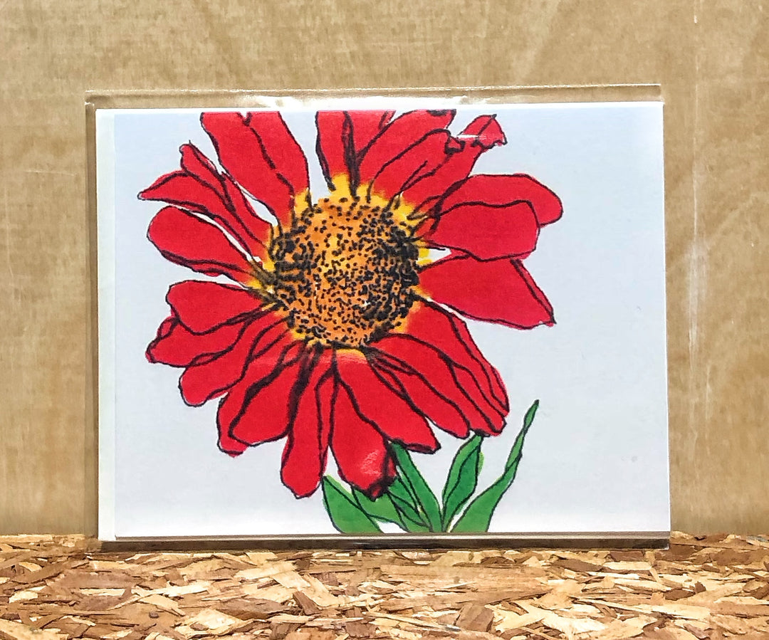 Jocelyn Gotlib Big Red Flower Handmade Card