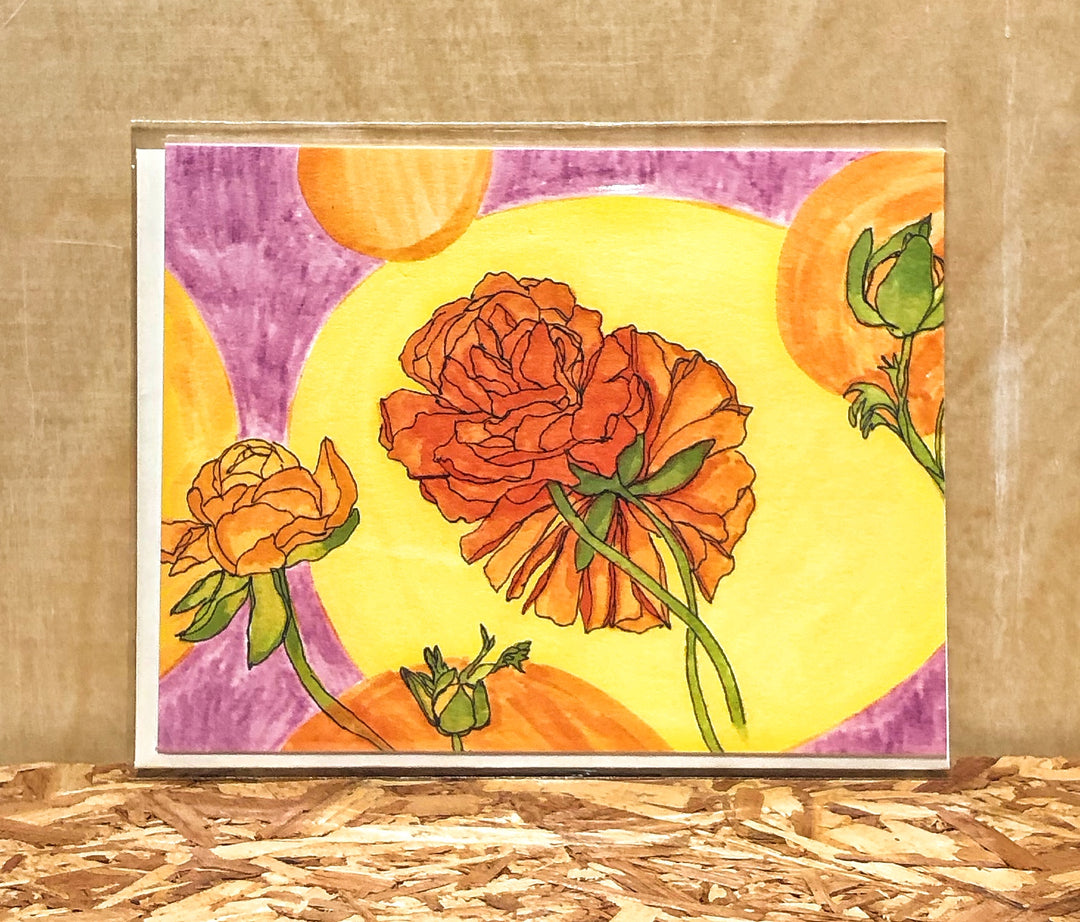 Jocelyn Gotlib Roses with Colorful Background Handmade Card